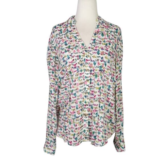 Maeve by Anthropologie white multicolor butterfly print blouse top 0 - Picture 1 of 8
